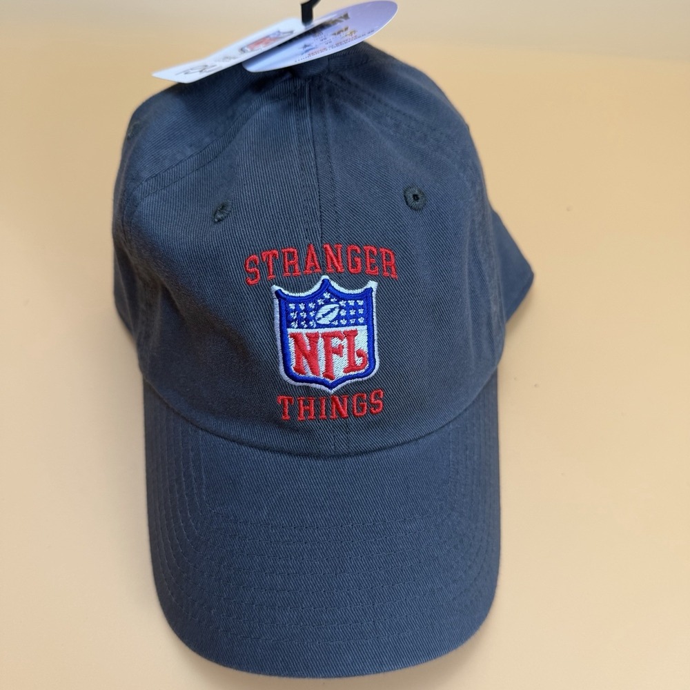 NFL Stranger Things Charcoal Gray Embroidered Adjustable Dad Hat One Size New